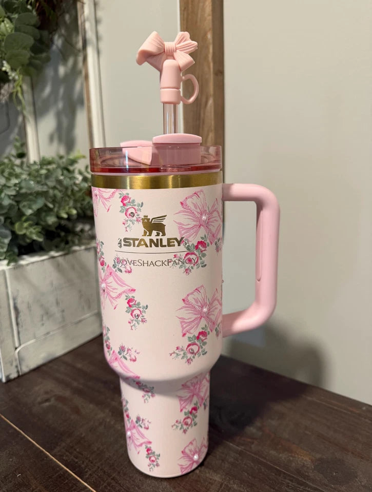 Stanley x LoveShackFancy Quencher 40 oz Tumbler – Pink Butterfly Gift Box
