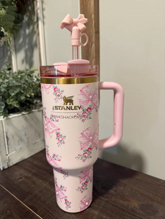 Stanley x LoveShackFancy Quencher 40 oz Tumbler – Pink Butterfly Gift Box