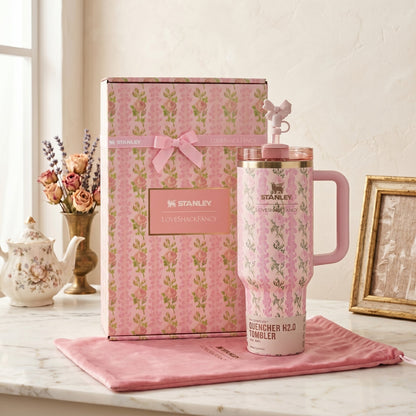 Stanley x LoveShackFancy Quencher 40 oz Tumbler – Pink Butterfly Gift Box
